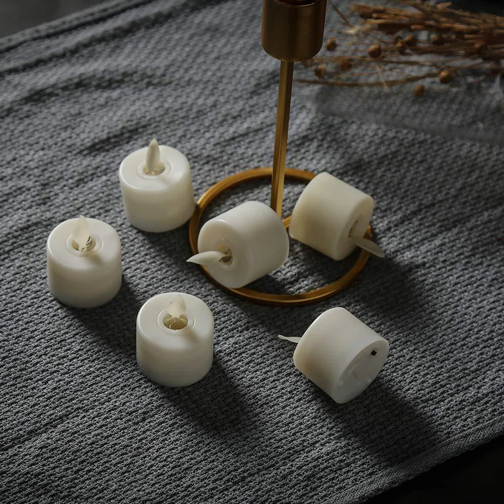 6Pcs Electronic Lamps Powered Realistic Flameless LED Decorative Small Desktop Light Atmosphere Scene Decor