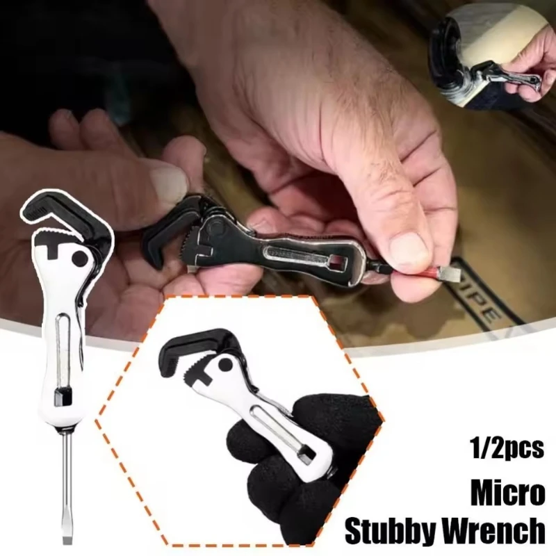 

Multifunctional 2-in-1 Mini Stubby Pipe Vise Wrench - Self-Adjusting Short Handle Tool for Tight Spaces & Portable Hand Repair