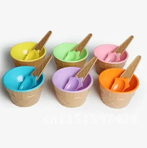 Dessert Ice Cream Bowls Cup Spoon Kitchen Accessories Wonderful Gift Children Love Dinning Tool Container Holder Ice Cream Bowl