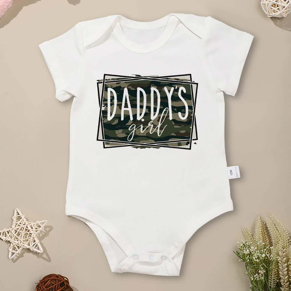 

Wild Summer Baby Girl Clothes Daddy's Girl Onesie 100% Cotton Fabric Infant Onesie White Crew Neck Short Sleeve Newborn Bodysuit