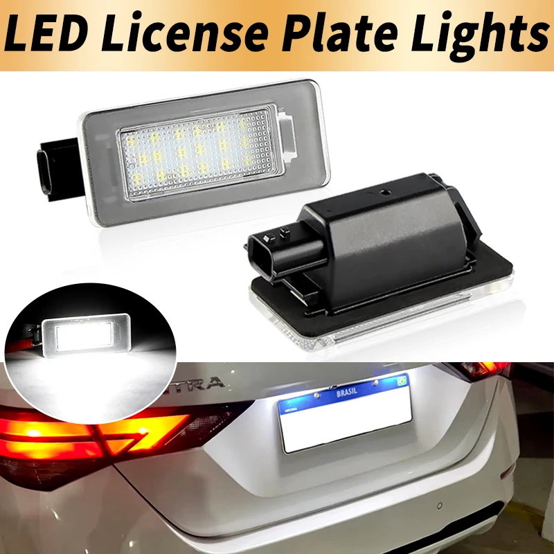 2PCS LED Number License Plate Lights Canbus For Nissan Serena C27 16-19 Altima Versa N18 19- Rogue T33 X-Trail 21- ​For Renault