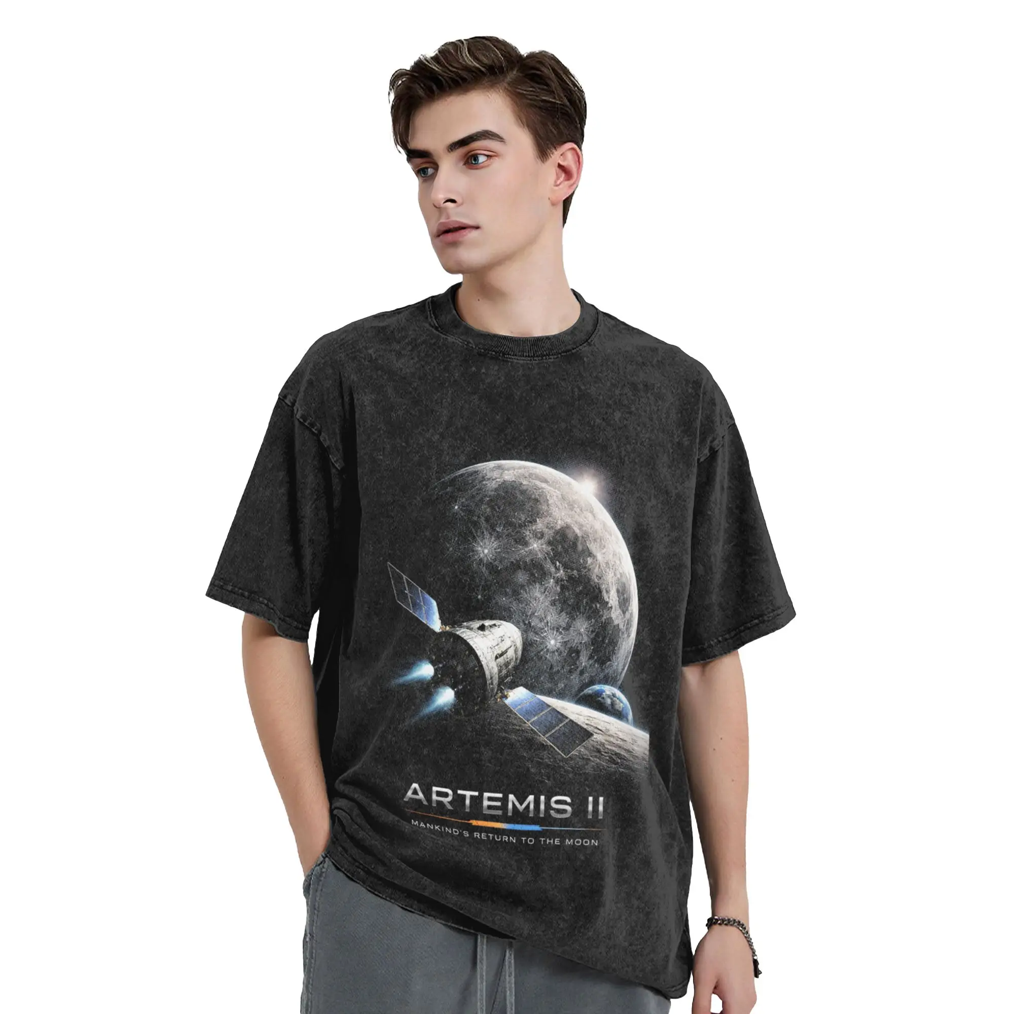 Artemis 2026 Rocket Launch Mission to The Moon Artemis 2 T Shirts  Washed Short Sleeve Harajuku T-Shirts Streetwear Summer Tees