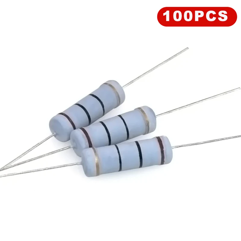 50pcs 5% 5W Carbon Film Resistor 100Ω 220R 330 1K 1.5 2.2K 3.3 4.7 10 22 47 51 68 100K Ohm Color Ring Resistance