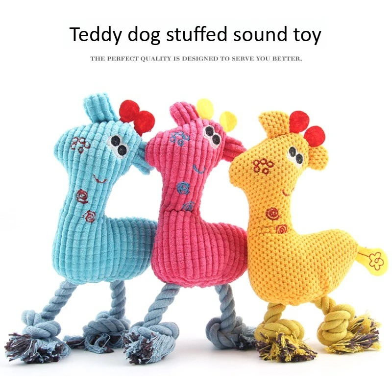 

Pet Toys Plush Corn Kernels Sound Deer Dog Grinding Teeth Large Dog Toys Bite-resistant Creative Knitted Sika Deer Pet Products