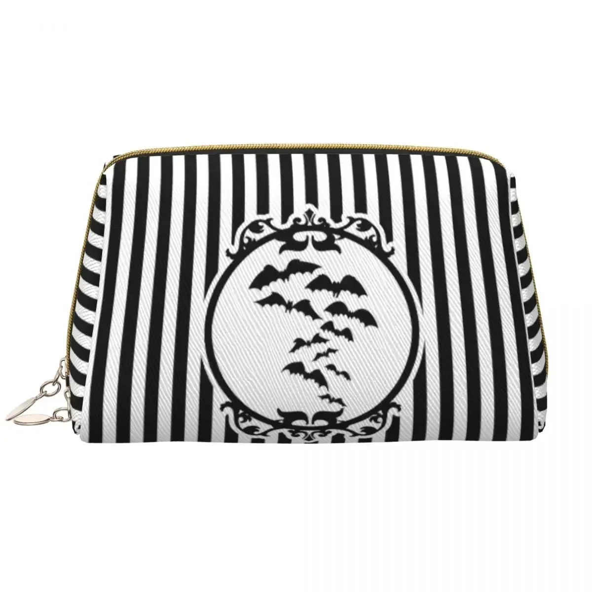 

Stripes And Bats Cosmetic Bag Women Fashion Big Capacity Goth Halloween Makeup Case Beauty Storage Toiletry Bags