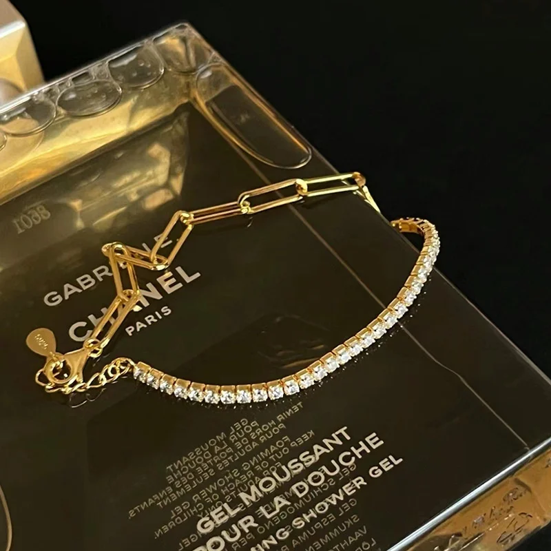 Modisches Strass-Armband für Damen, 18 Karat vergoldet, 316L Edelstahl, Party-Schmuck, Geschenk