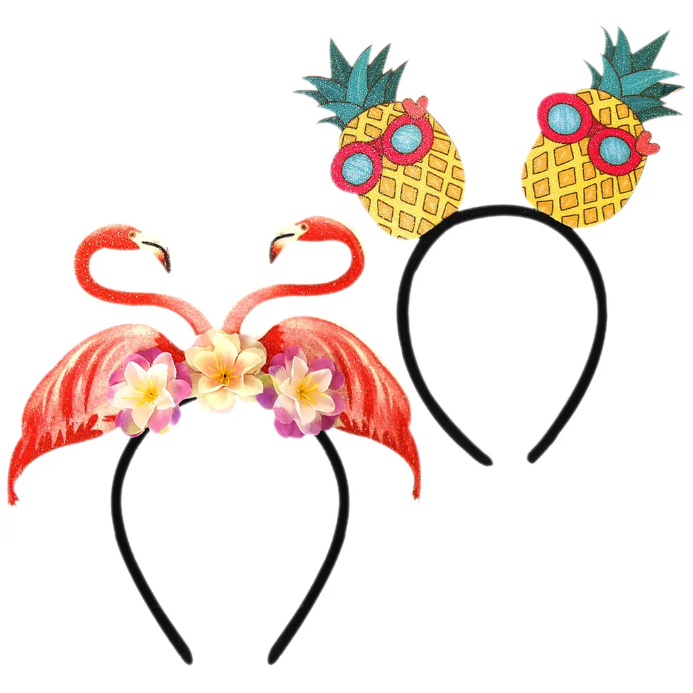 2 Pcs Hawaiian Headband Party Decorations Lotus Tealight Holder Cosplay Hairband Pineapple Accessories Pool