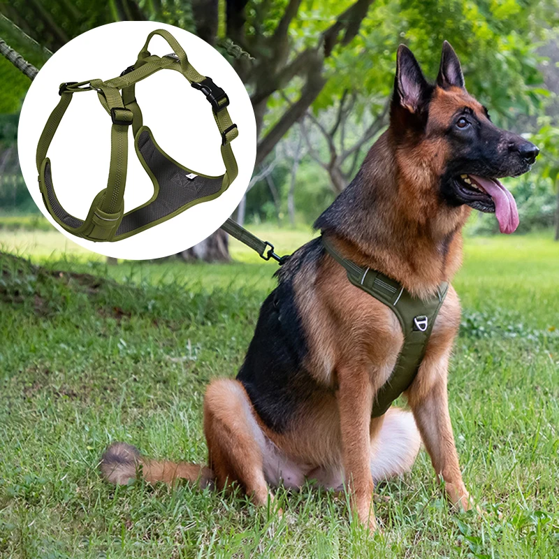 

Breathable Comfortable H-type Medium Large Dog Harnesses Adjustable Soft Nylon Reflective Pet Harness with Handle Szelki Dla Psa