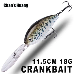 Huang de Chan-Artificial Hard Bait Wobblers, Crankbait Flutuante Enfrentar Bass Fishing Lures, Wobblers de águas profundas, 11,5 centímetros, 18g, 1Pc