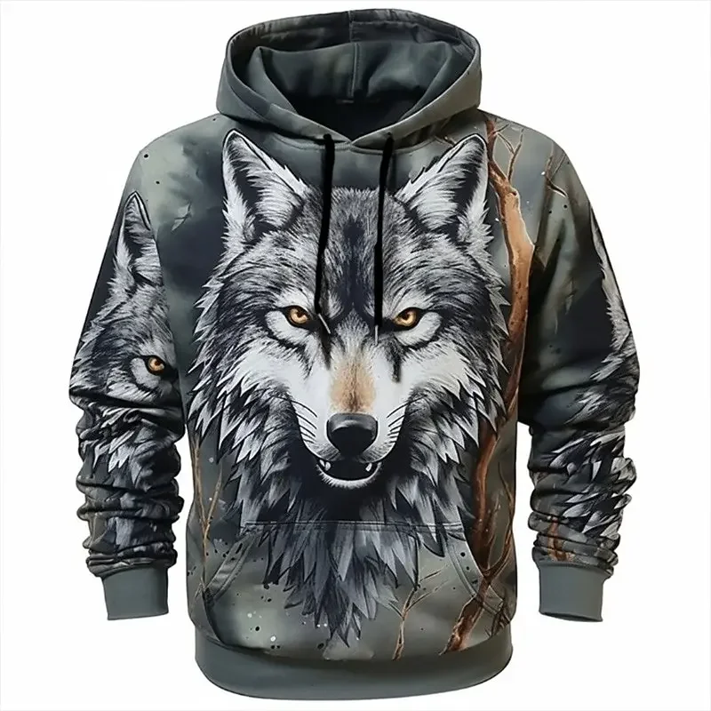 Animal Hoodie For Men Wolf Print High-Quality Men's Pullover Autumn Fashion Top Street hoodie Designer Long Sleeved Sportswear