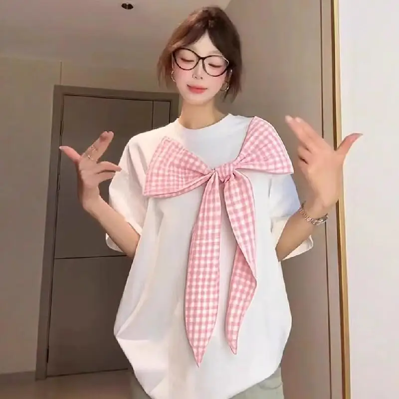 Korean Students Sweet Short Sleeved Summer New Spicy Girl Loose Casual T-Shirt Sweat Absorbing Breathable and Comfortable Cute