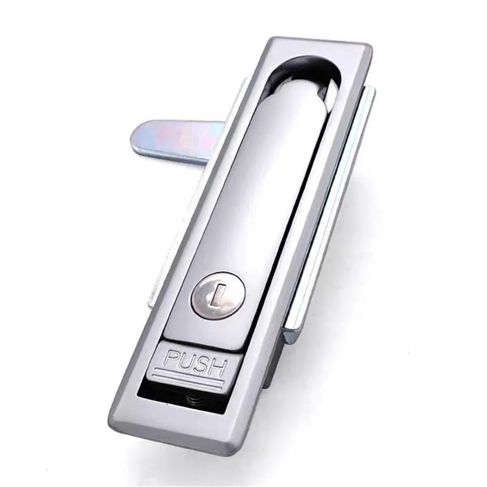 1pc Silver Flat Cabinet Lock Zinc Alloy Industrial Electric Panel Lock For Power Distribution Cabinets Control Cabinets Electric