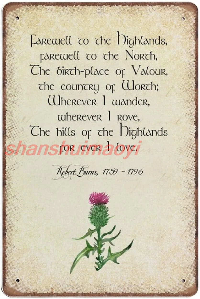 Robert Burn'S Lyrics From My Heart'S In The Highlands Poem & Song Scotland Lover Gift Choice Scottish Poetry Ar SHUI