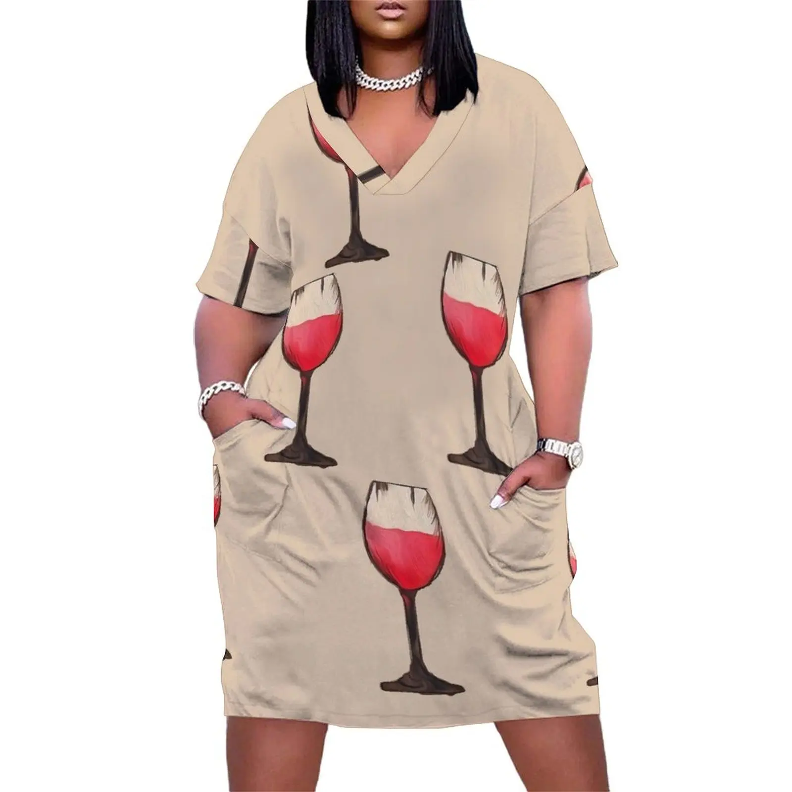 Red Wine Weekend Loose Pocket Dress summer dress daily women dress summer clothes Party dresses