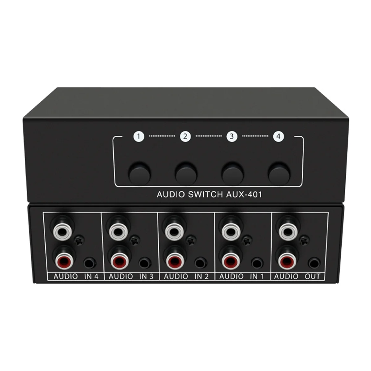 RCA AUX Audio Switcher 4 in 1 Out Stereo Audio Selector 4X1 3.5mm Aux L/R RCA Audio Switch Box Analog Audio Selector, B NND