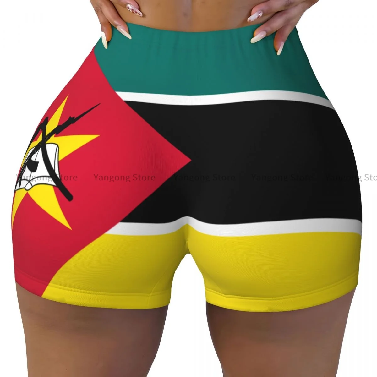 

Spandex Yoga Shorts for Women Flag Of Mozambique Workout Booty Shorts