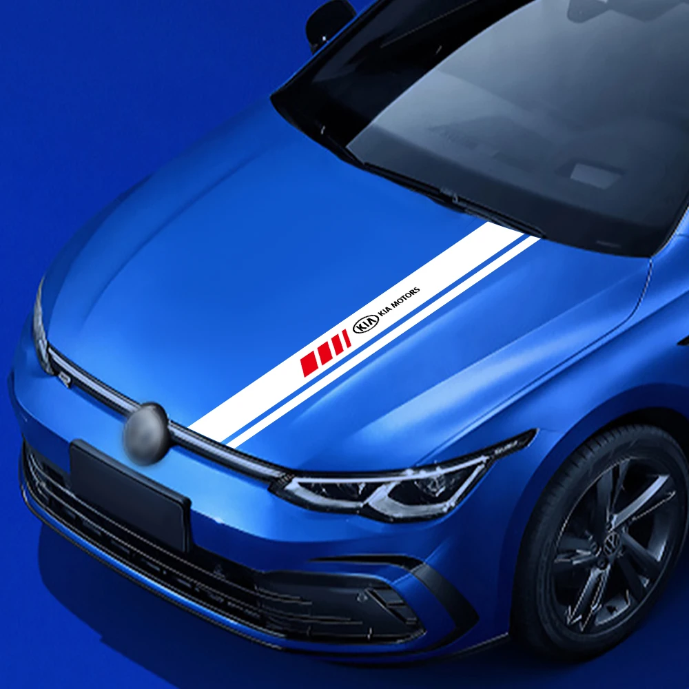 1Pcs Car Hood Cover Vinyl Stripe Badge Bonnet Head Sticker For Kia Sportage Rio 3 Soul Picanto EV6 Cerato Niro Telluride Sorento