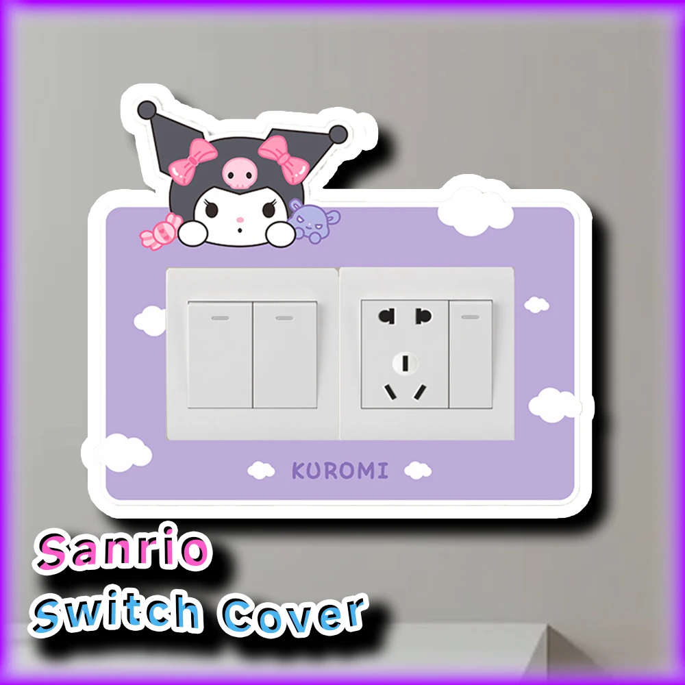 

Kawaii Hello Kitty Light Switch Stickers Sanrio Anime Cinnamoroll Kuromi My Melody Pochacco Pompompurin Decorative Wall Plates