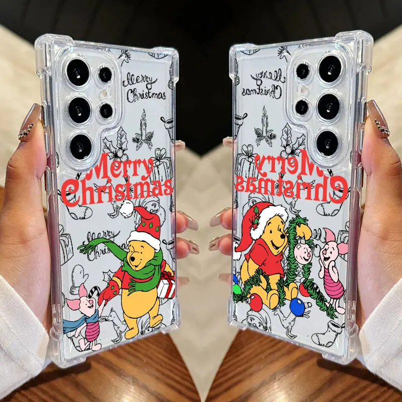 عيد ميلاد سعيد ويني ذا بوه جراب هاتف لهاتف سامسونج جالاكسي S25 FE S24 S23 S22 S21 Ultra S20 Plus نوت 20 10 غطاء شفاف ناعم