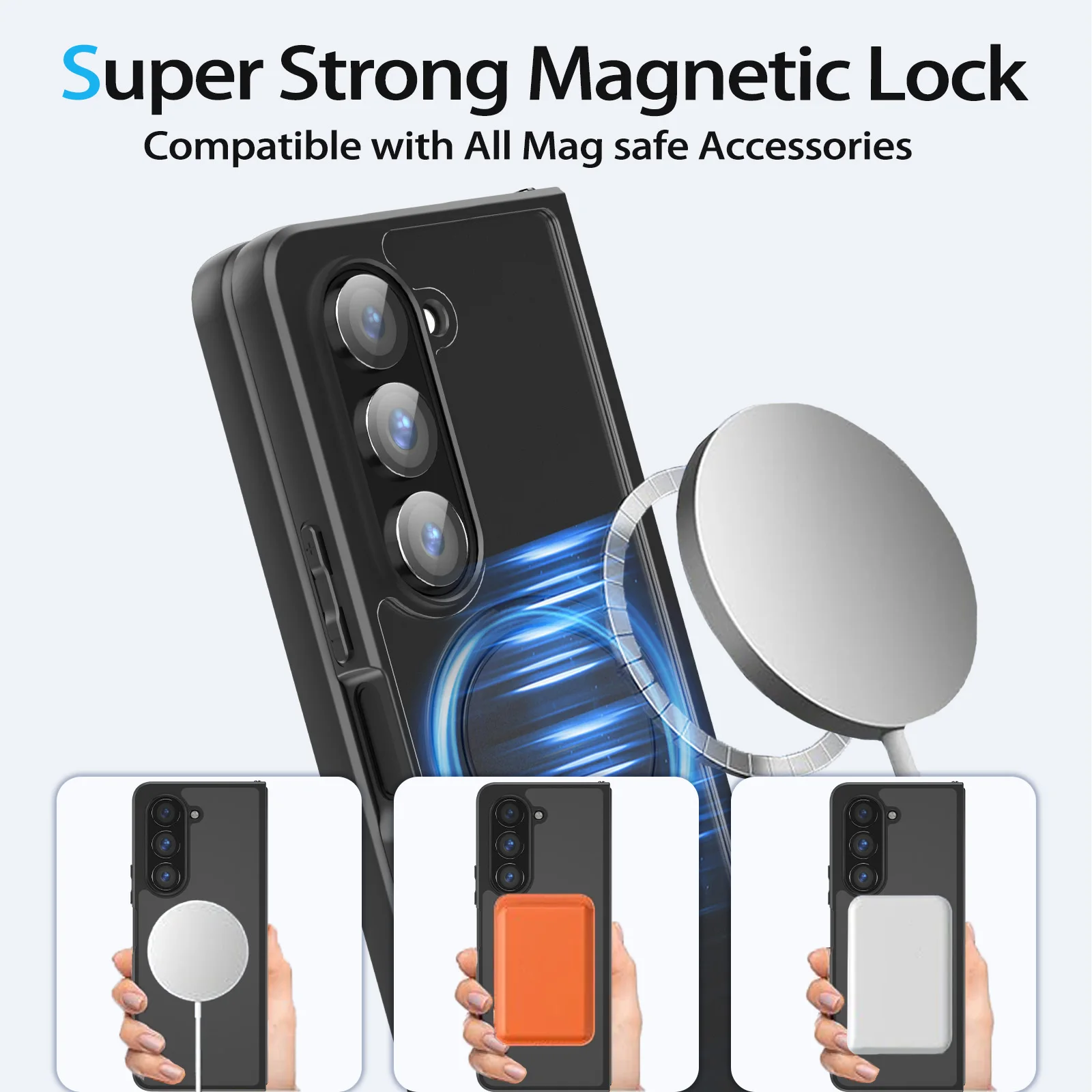 HARUINO Magnetic Case for Samsung Z Fold5 Cover -Wireless Charger Compatible, 360°Rotatable Ring Holder Stand, Anti Fingerprint