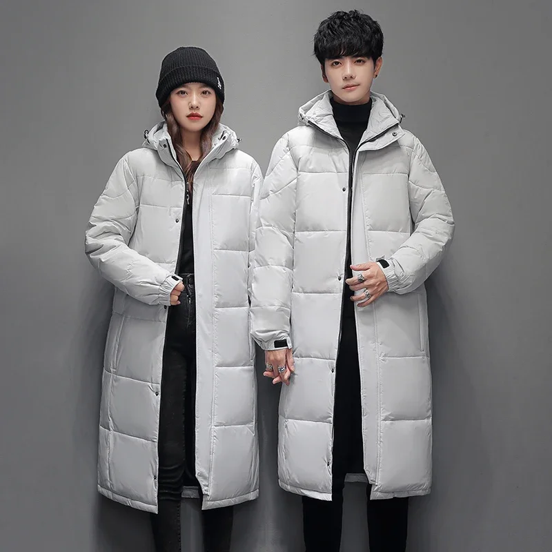 2024 Winter Long White Duck Down Jacket Men's and Women's Business Leisure Warm 90% White Duck Down Coat Fashion Brand Clothing