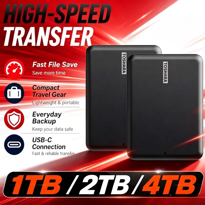New  A5 Portable External Hard Drive 4TB/1TB/2TB Canvio Basics USB 3.2 External Data Storage Capacity for  Notebook