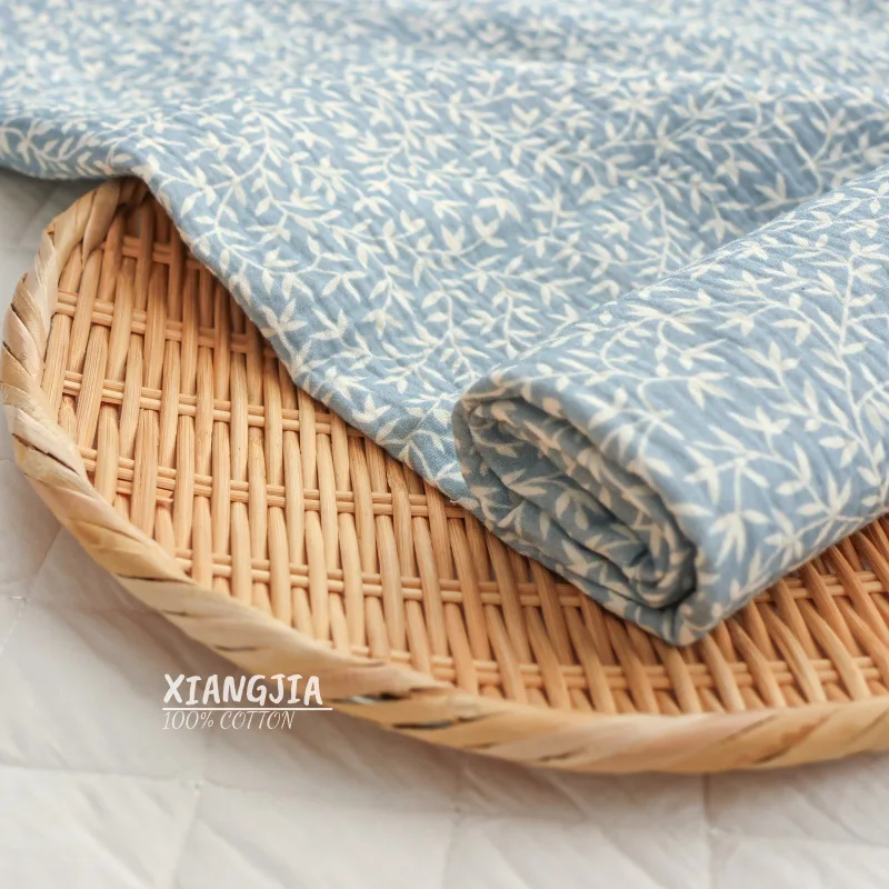 135x50cm Soft Willow Leaf White Shadow Baby Cotton Double Layer Gauze Warm Crepe Fabric Children's Pajamas Sewing Cloth view 3