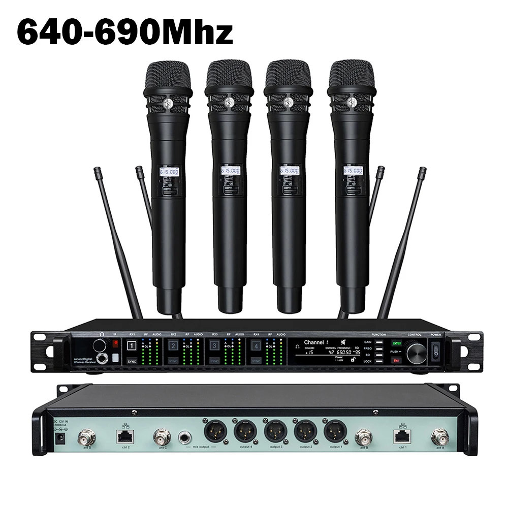 Leicozic Professioneel 4-kanaals draadloos microfoonsysteem KSM11 KSM8 Radiofrequentie Hoofddeksels Lavalier Diversiteit Microfoon voor podium