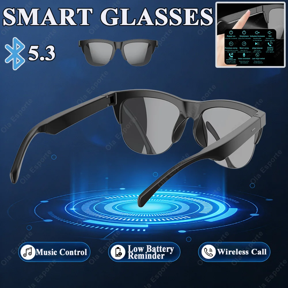 

Умные очки с беспроводной связью Bluetooth, воспроизведением музыки, для занятий спортом на открытом воздухе, солнцезащитные очки для мужчин и женщин, Bluetooth-очки для Android и iOS