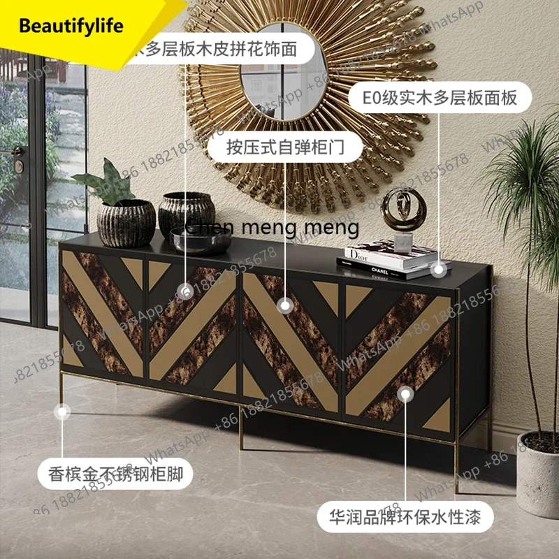 

Q181 Solid Wood Sideboard Designer Dining Room Wall-Mounted Decorative Cabinet Living Room Storage Hong Kong Style Entrance Cab