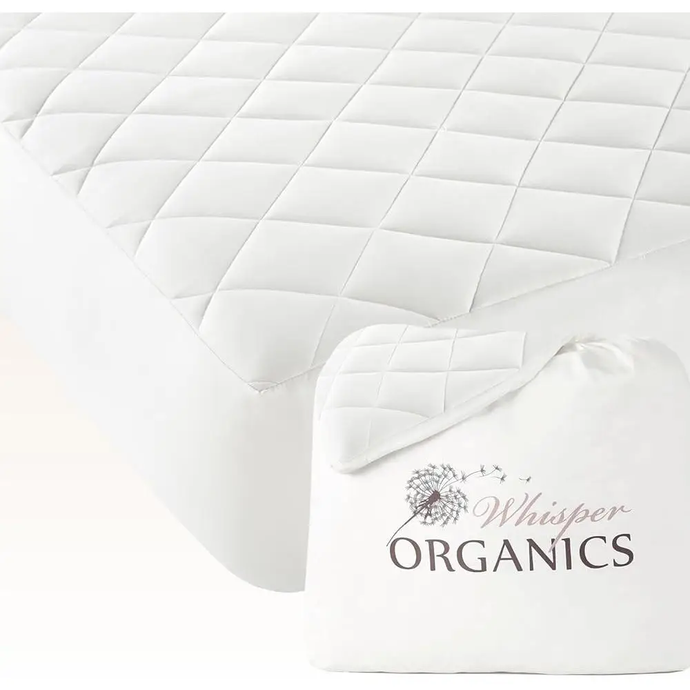 Luxury Quilted Organic Cotton Mattress Cover Deep Pocket Cooling Breathable Hypoallergenic Water Resistant King Size Softness