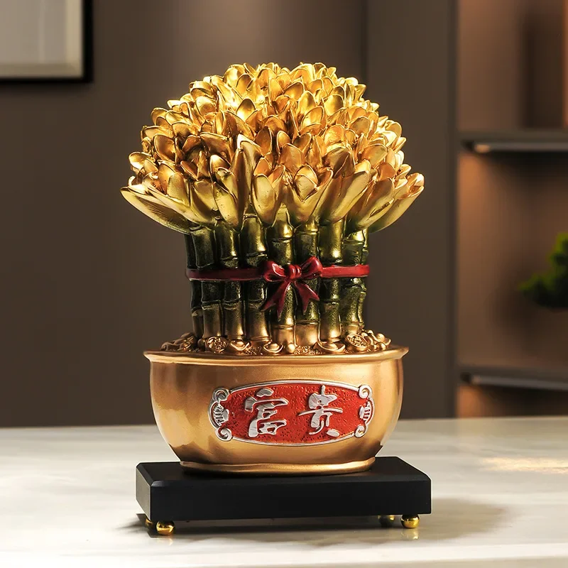 Rich Bamboo Gaosheng Lucky Ornament New Chinese Home Furnishing Living Room Office TV Wine Cabinet OrnamentW30