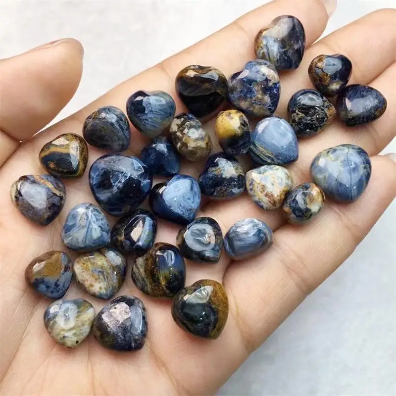 5PCS Natural Peter Stone Heart Carving Gemstones Minerals Wicca Reiki Healing Ornaments Home Decoration Gift 10-13MM