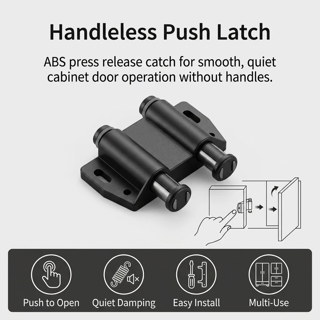 Cabinet Latch ABS Plastic Press Release Door Catch Damping Spring Mechanism for Kitchen Wardrobes Drawers Shoe Cabinets