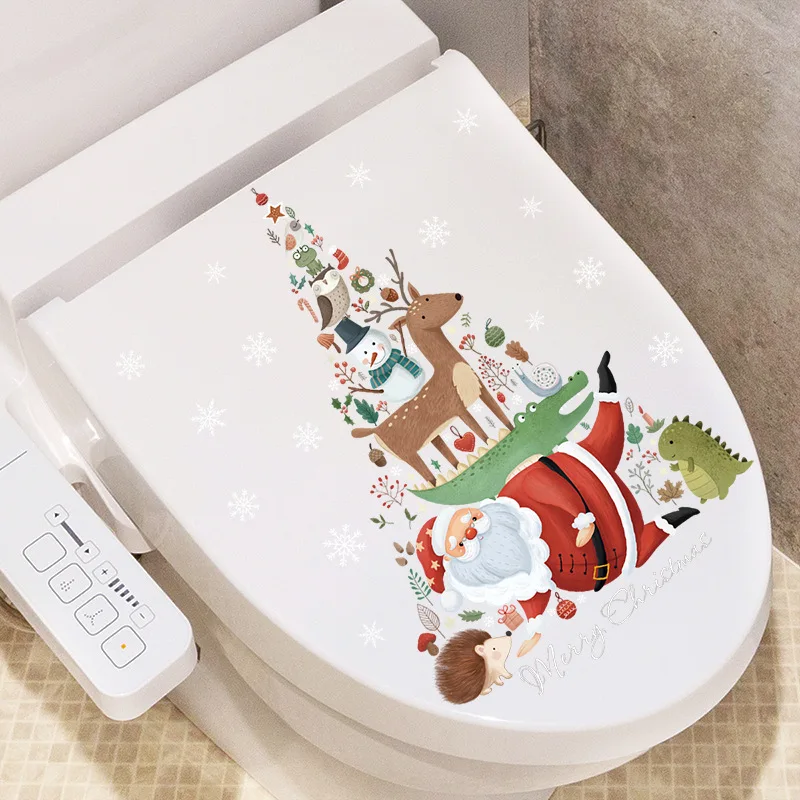 Christams Tree Santa Cartoon Animals Wall Stickers Toliet WC Decor Decals Festvial Home Decoration Art Mural Poster