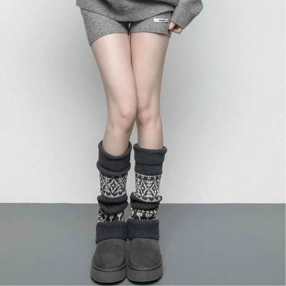 

Soft Matching Shoes Knitted Mid-Calf Socks Keep Warm Long Tube Long Tube Socks Thick Knitted Foot Cover Winter