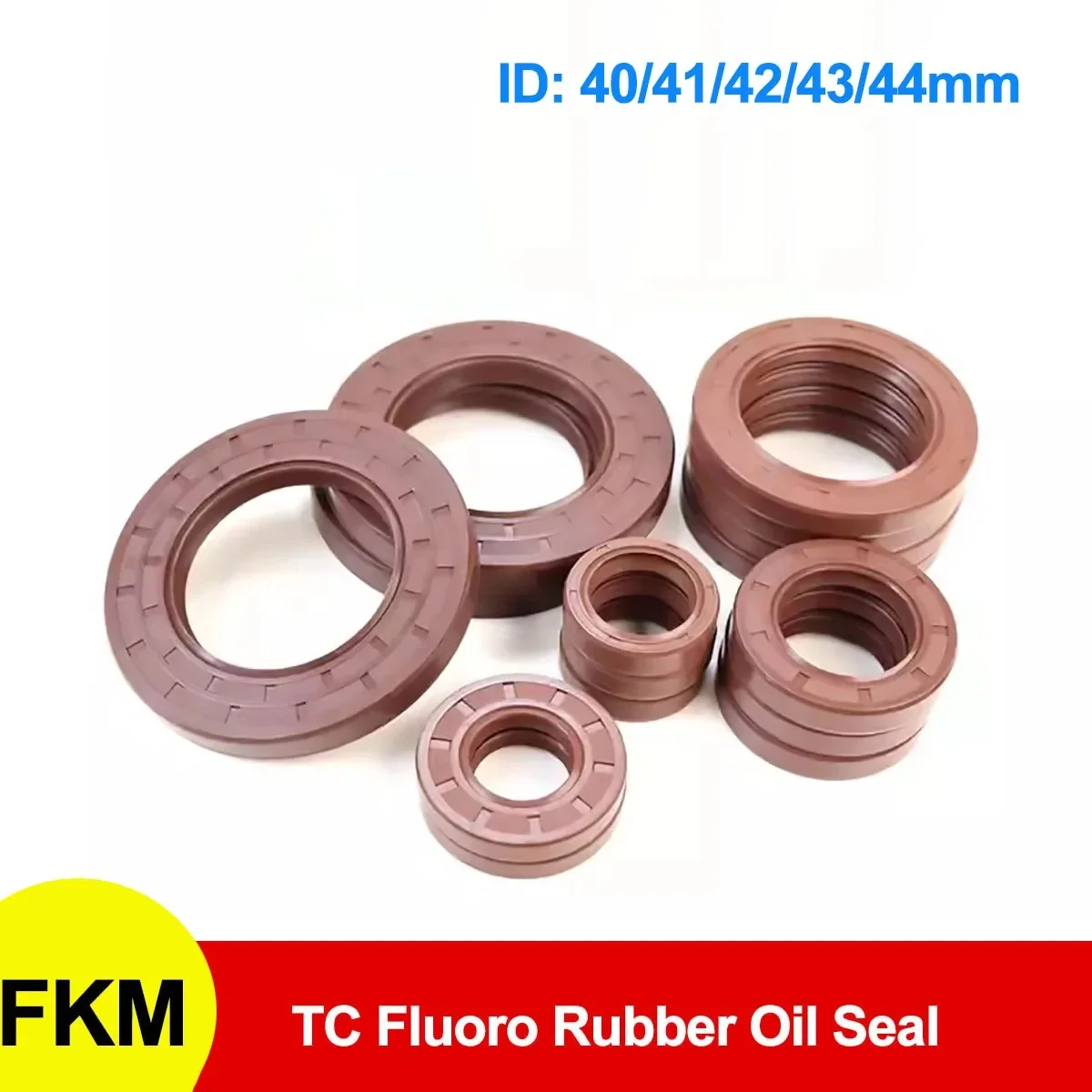 

10Pcs FKM Framework Oil Seal TC Fluoro Rubber Gasket Rings Cover Double Lip with Spring for Bearing Shaft ID 40/41/42/43/44mm