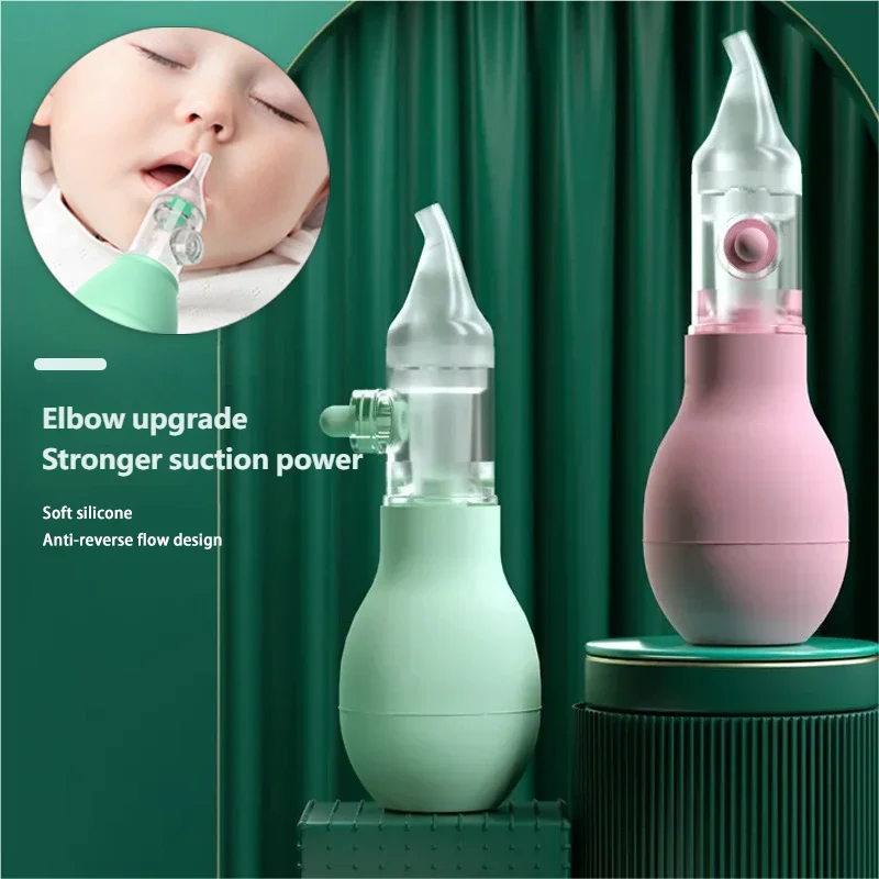 

Baby Nasal Aspirator Soft Silicone Anti-Back Flow Nose Sucker with Booger Clip Dust Box Manual Cleaner Infant Care Safety Tool
