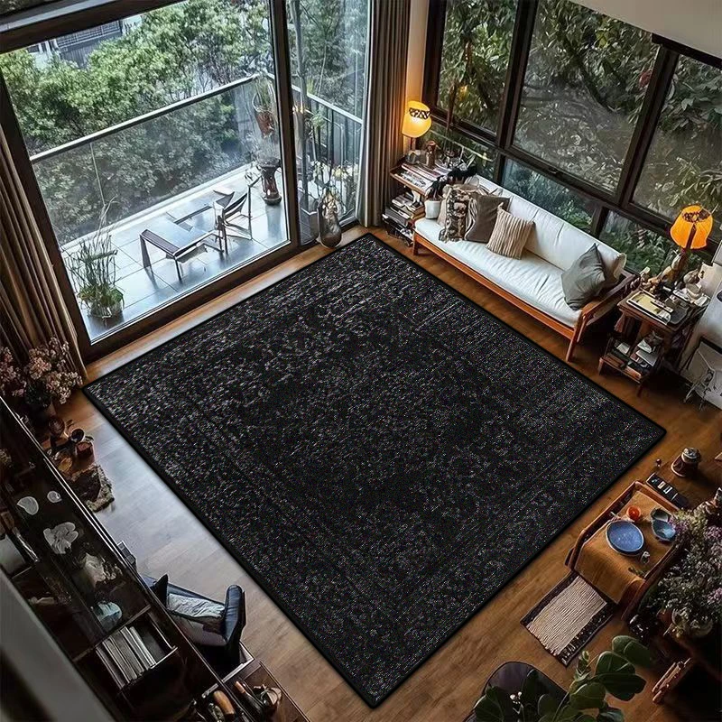 Retro Black Persian CARPET LIVE ROOM Luxury Home Decoration Bedroom Large Area Rugs Easy Cleaning Non-slip Floor Mats Bedside