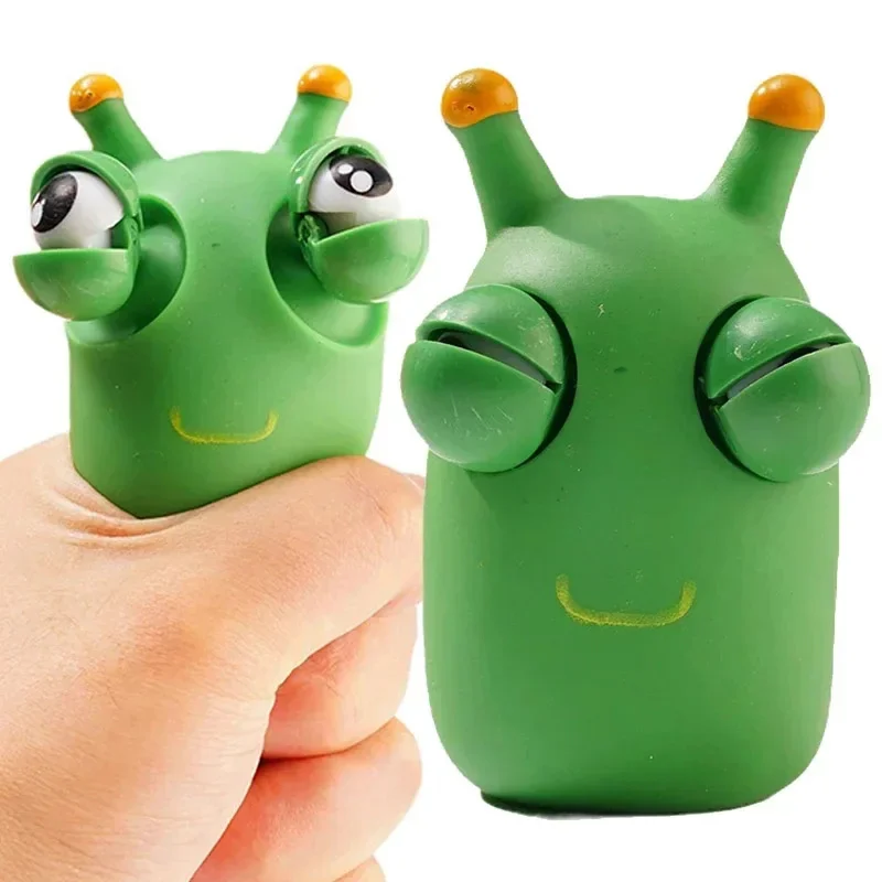 10/5PCS Funny Green Worm Animal Eye Pop Out Squeeze Stress Relief Fidgets Toys For Anxiety Juguetes Antiestrés Para Niños