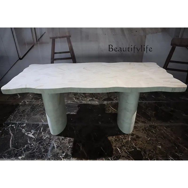 

M Натуральный мраморный обеденный стол, свет, роскошная вилла, элитный художественный дизайн, стол особой формы