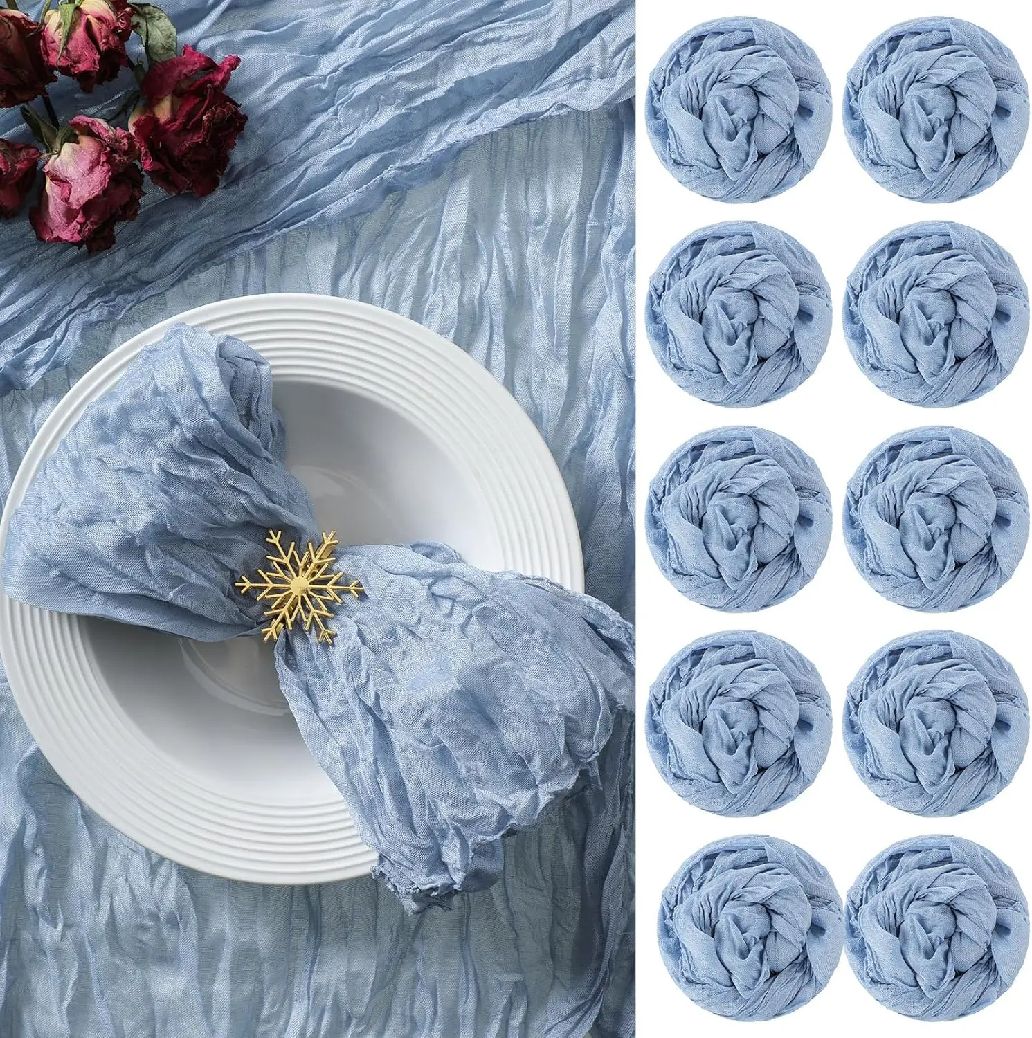 

18 Pcs Gauze Cheesecloth Napkins 19.7x19.7 Inch Dinner Cloth Napkins with Wrinkled for Home Wedding Rustic Table Decoration