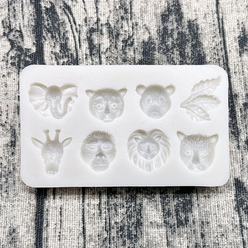 Bear Elephant Lion Deer Leopard Head Leaf Silicone Sugarcraft Mold Chocolate Cupcake Baking Fondant Cake Decorating Tools