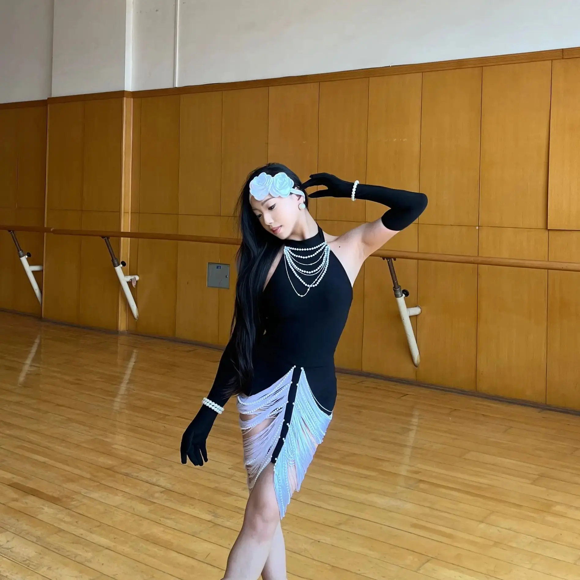 

2025 Latin Dance Performance Suit Women Sleeveless Tassels Dress Practice Dance Clothes Samba Chacha Latin Dance Wear DN20160