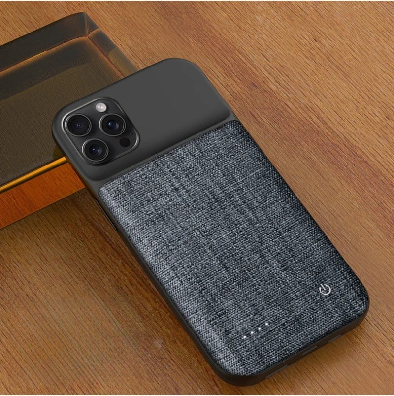 For Apple 15/14/13/12/11/Xs Back Clip Battery Cloth Grain Style Mobile Phone Case Power Supply