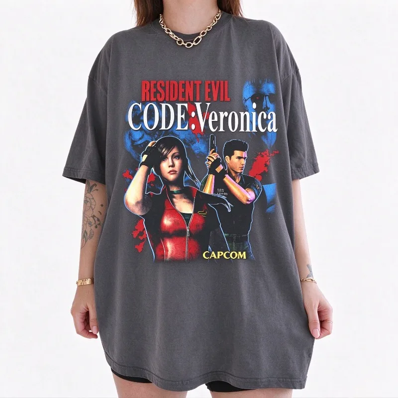 Resident Evil: Veronica X T-shirt - Retro Y2K PS2 Horror Game T-shirt, Suitable for All Seasons, Unisex T-shirt