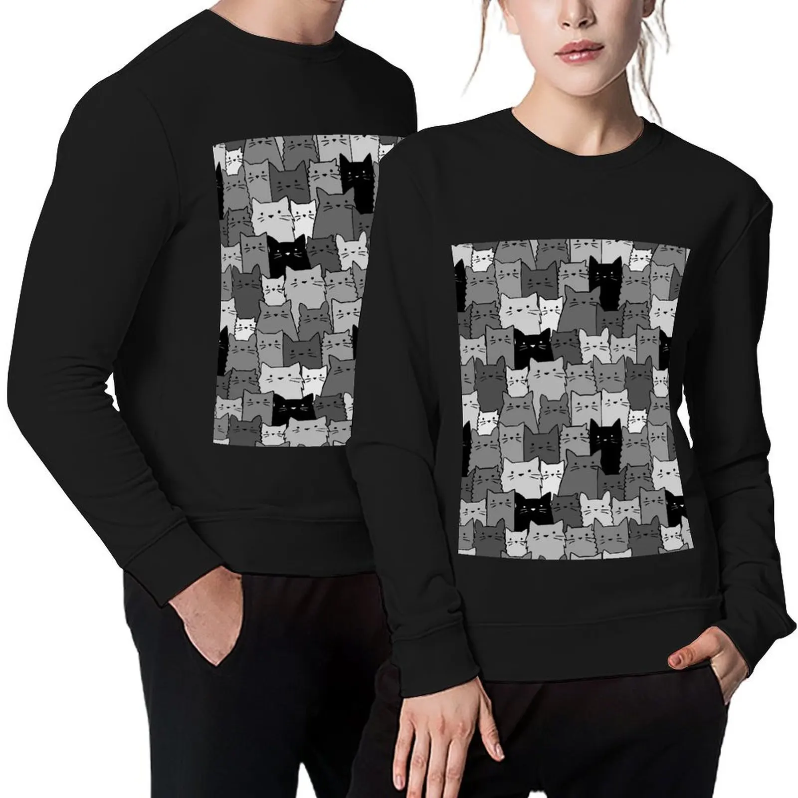 

Silent Cats Monochromatic Pullover men's coat men's autumn clothes autumn jacket men male clothes new in sweatshirts