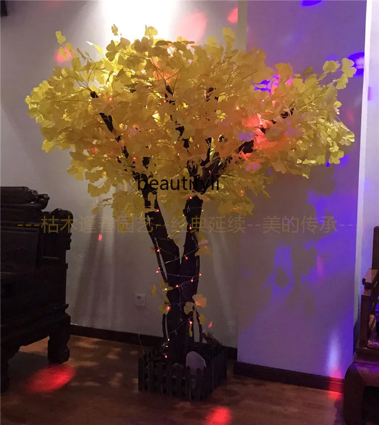 Simulation Ginkgo Yellow Plant Large Real Trunk Indoor Living Room Stage Decoration Engineering Fake Trees