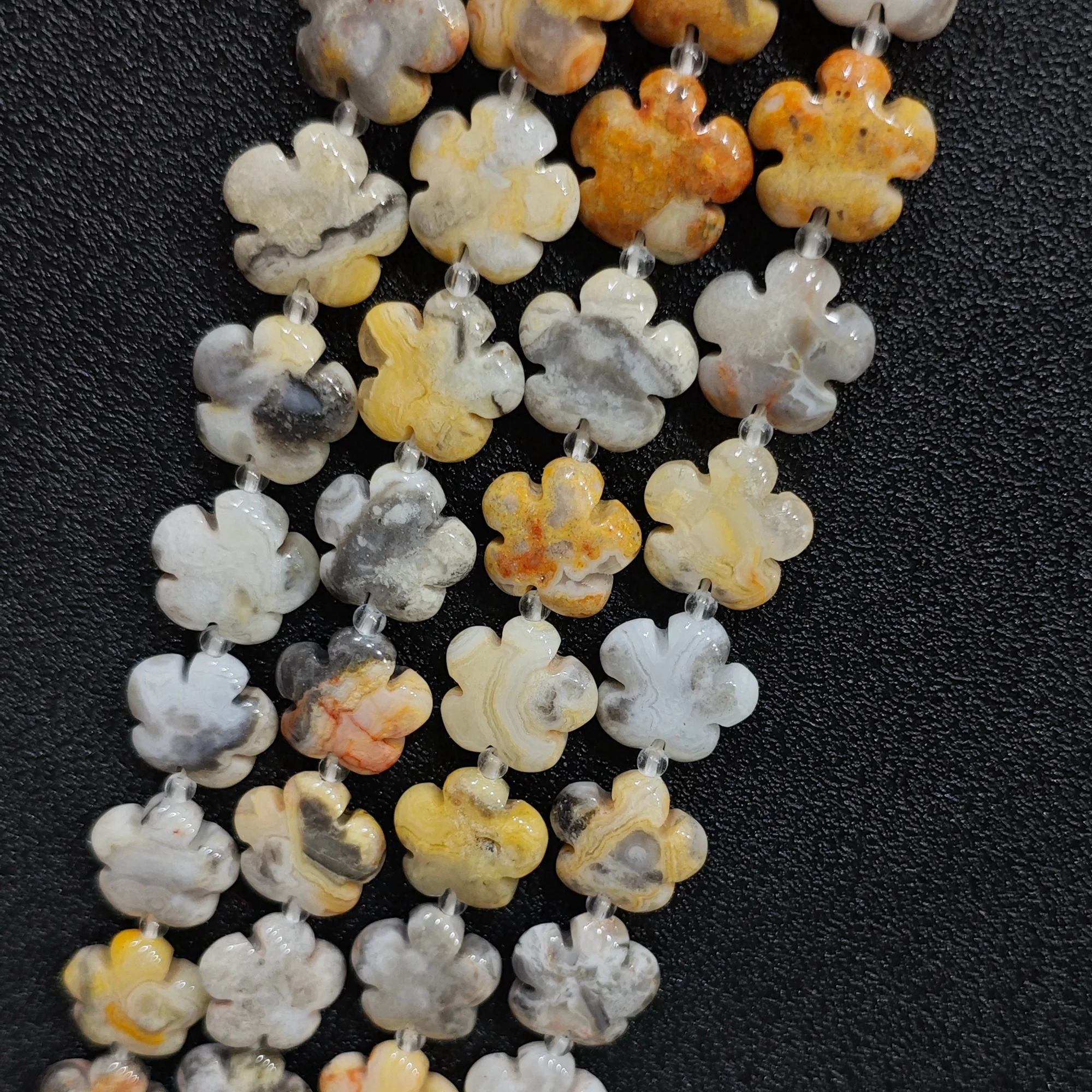 Crazy Lace Agate Flower Beads Wholesale, 15mm Banded Agate Blossom Loose Strand Approx. 22 Beads for DIY Jewelry Accessories
