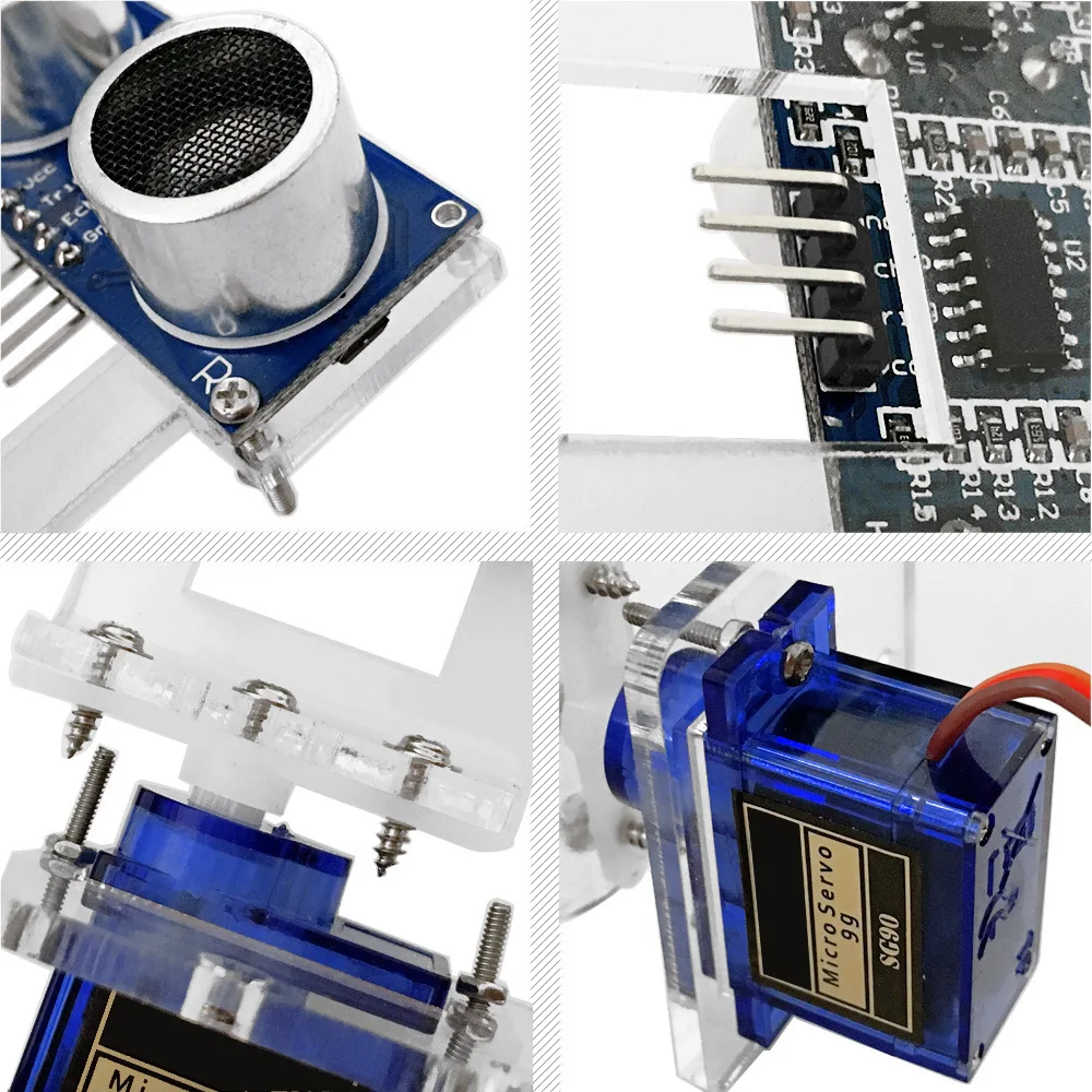Acrylic Intelligent Car Kit with SG90 Servo, Ultrasonic Sensor, and Bracket - Compatible with ESP32 & STM32 for Enthusiasts